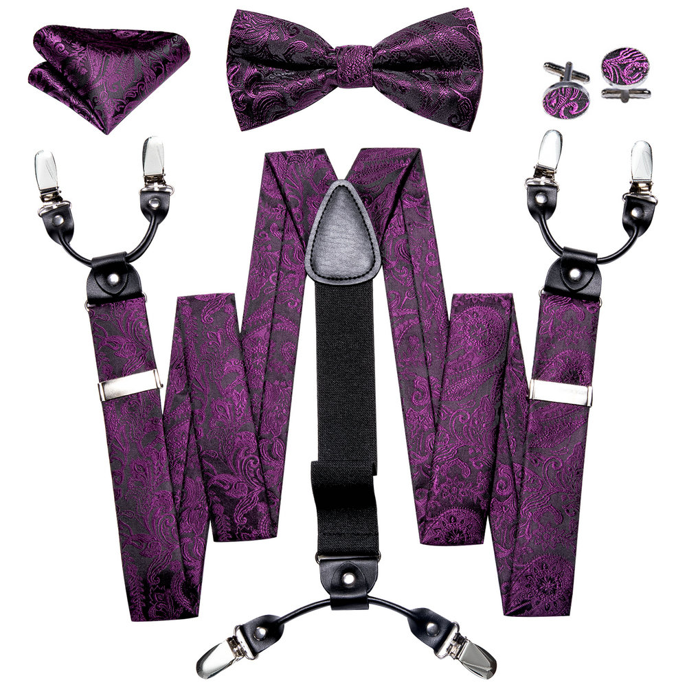 Bow Tie Pre Tied - حمالات بنطلونات رجالية بتصميم أنيق باللون