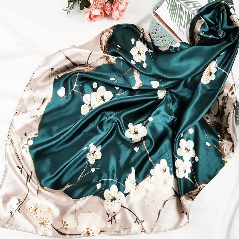 Ascot Neck Scarf - وشاح حريري ساتان 90 سنتيمتر للنساء
