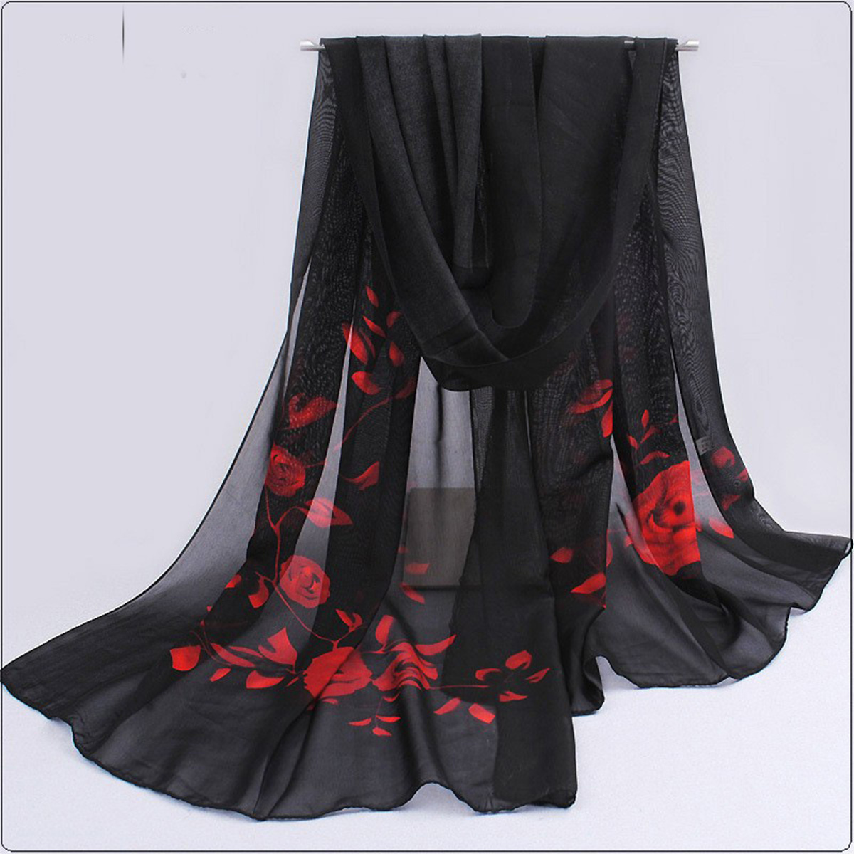 Ascot Neck Scarf - 1 قطعة وشاح شيفون بسيط أنيق