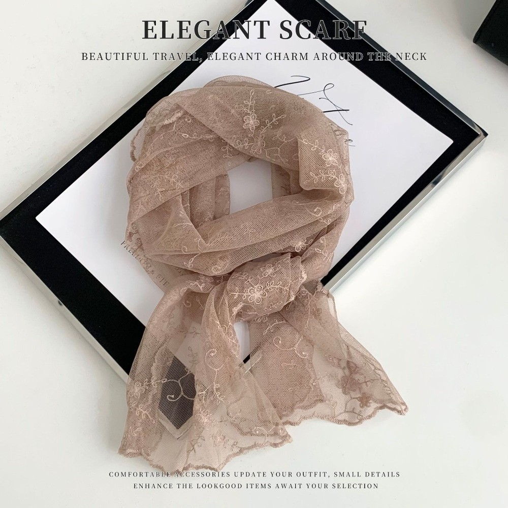وشاح دانتيل طويل عصري مطرز بال - مراجعة Ascot Neck Scarf وسعره