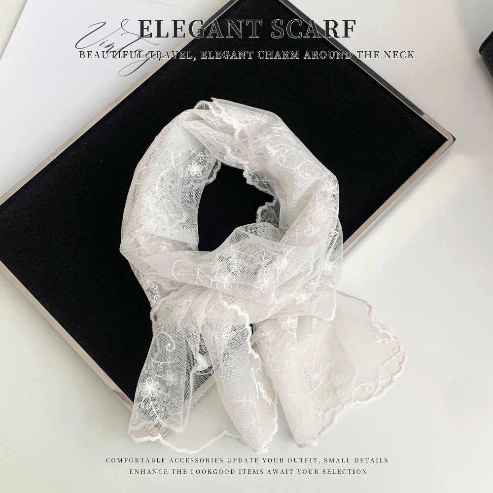 وشاح دانتيل طويل عصري مطرز بال - مراجعة Ascot Neck Scarf وسعره