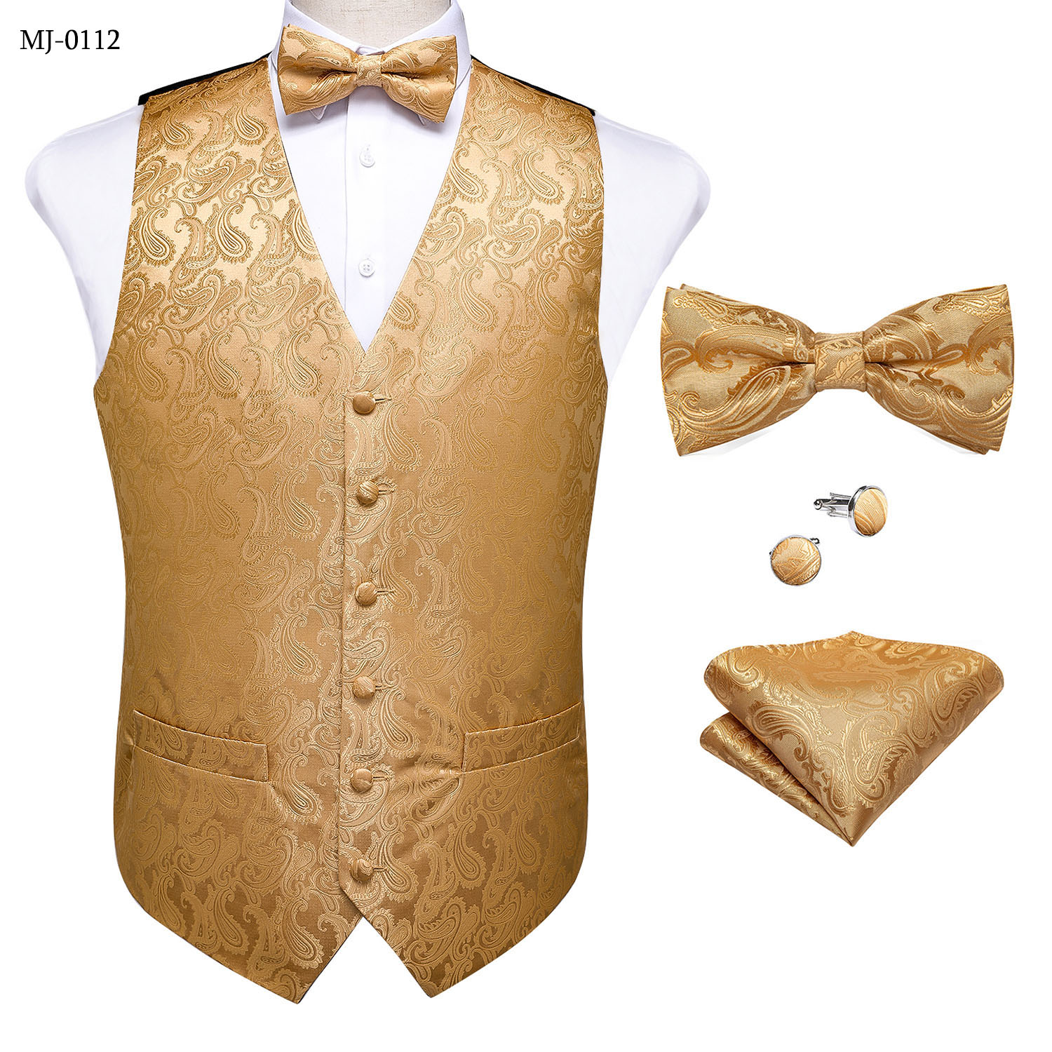 طقم كامل بنقشة بيزلي زهرية بتص - مراجعة Pocket Square Set وسعره