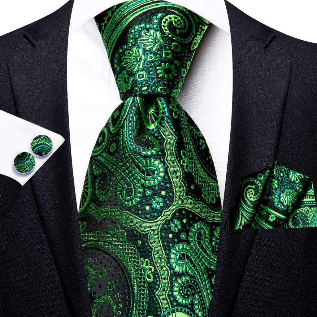 بيزلي مخطط الأخضر رابطة عنق حر - مراجعة Silk Tie Striped وسعره