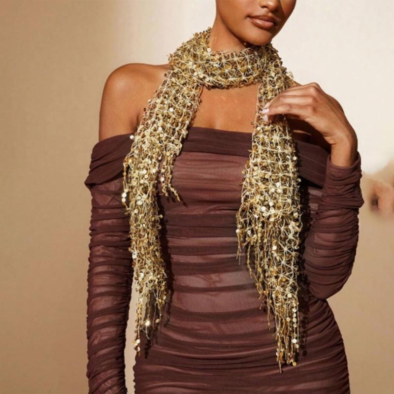 Y3NE مزين بالترتر شال الزفاف ا - مراجعة Stole Wedding Shawl وسعره