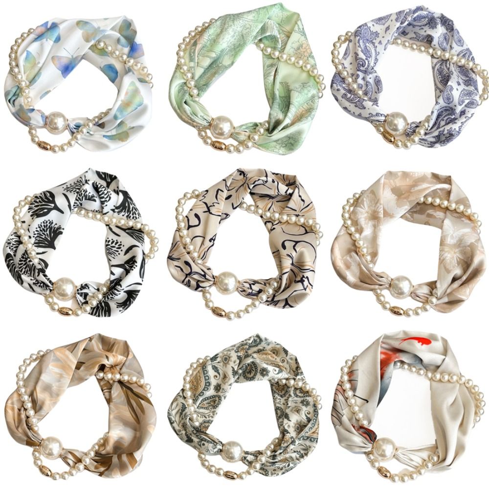 وشاح حريري مغناطيسي مزين باللؤ - مراجعة Ascot Neck Scarf وسعره